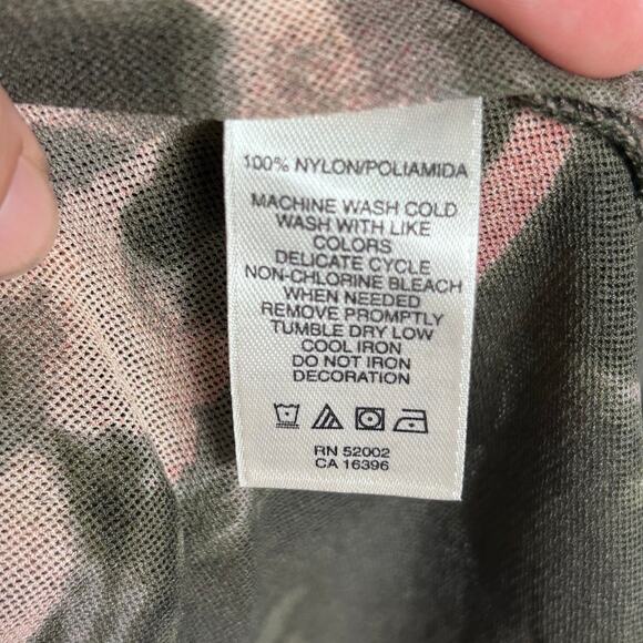 DKNY Top Small Short Sleeve Ruffle Floral Black whimsigoth grunge y2k gauzy pink - Picture 8 of 9